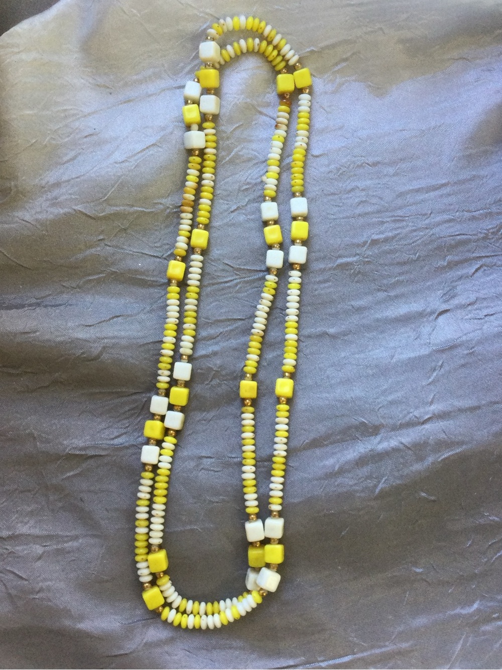 Yellow and White Beaded Necklace - Women Jewelry